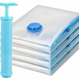 Reusable Space Saver Bag, Vacuum Storage Bag with Travel Hand Pump for Clothes Home & Travel (50cm x 60cm) - Pack of 4 Travel Storage Vacuum Bags-30