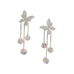 Celestique Gold-Plated Stone Studded Butterfly Shaped Drop Earrings-image-62