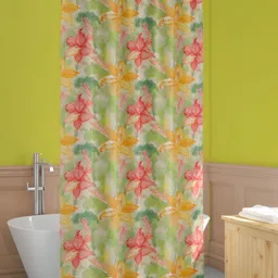 ArtzFolio Green & Pink Floral Printed Waterproof Shower Curtains-image-84