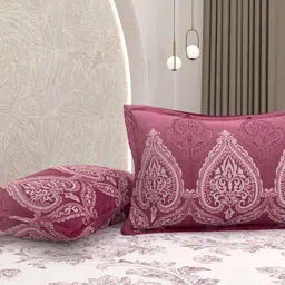 Pure Decor Purple & Purple Ethnic Motifs 350 TC Queen Bedsheet with 2 Pillow Covers-image-9