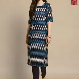 HERE&NOW Pack Of 2Women Chevron Printed Crepe Kurta-image-52