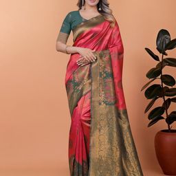 DAATAR Ethnic Motifs Woven Design Zari Banarasi Saree-image-63