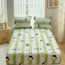 JC HOME White Cartoon Characters Printed 140 TC Fitted Queen Bedsheet Set-2.00 m x 1.50 m-image-21