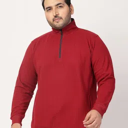 plusS Men Solid High Neck Cotton Front-Open Sweatshirt-picture-14