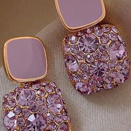 LVISHI Women Purple Cubic Zirconia Drop Earrings-image-71