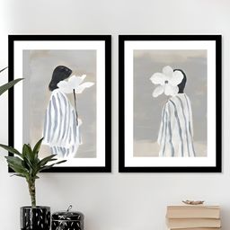 Art Street White & Grey 2 Piece Wood Floral and Botanical Wall Paintings-20