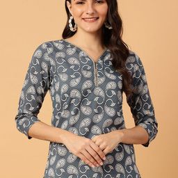 NEESH Women Paisley Printed V-Neck Pure Cotton Kurti-68