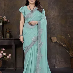 LeeliPeeri Designer Embellished Beads and Stones Embroidery Saree-image-67