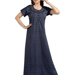 NIGHT QUEEN Women Printed Maxi Nightdress-image-11