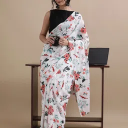 Jaipur Kurti Floral Printed Pure Cotton Saree-image-69