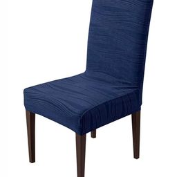 HOUSE OF QUIRK Navy Blue Removable & Washable Short Dining Chair Cover-54