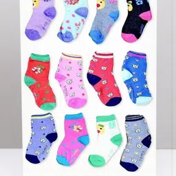 Akeeta Unisex Kids Pack Of 12 Multicolour Printed Socks-image-78