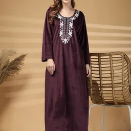 KLOTTHE Women Embroidered Maxi Nightdress-picture-14