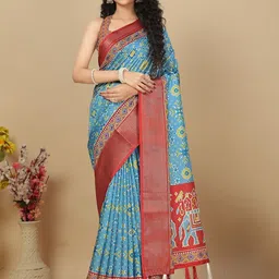 J 6 DESIGNER Ethnic Motifs Printed Zari Saree-picture-36