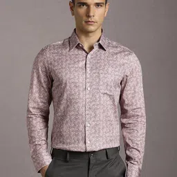 Louis Philippe Men Geometric Printed Spread Collar Pure Cotton Formal Shirt-image-82