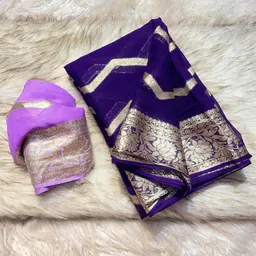 PAYAL CREATION Striped Zari Pure Georgette Saree-image-91