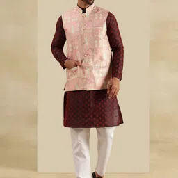 SOJANYA Men Woven Design Kurta with Pyjamas With Nehru jacket-picture-33
