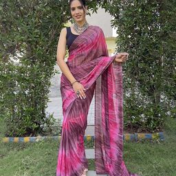 KALINI Printed Pure Chiffon Ready to Wear Jamdani Saree-image-18