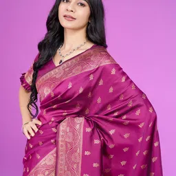 RICH & ROMAN Woven Design Zari Pure Silk Banarasi Saree image 5