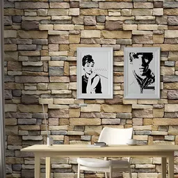INDIAN ROYALS Cream & Grey Stone Peel & Stick Printed Self-Adhesive & Durable Wall Sticker-image-33
