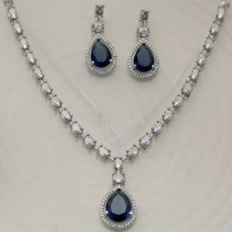 SIVA BY ANIKA Bejeweled Rhodium-Plated American Diamond Studded Jewellery Set-5