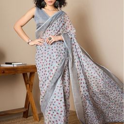 Saree mall Floral Zari Linen Blend Ready to Wear Banarasi Sarees-7