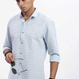 SHOWOFF Men Standard Spread Collar Horizontal Striped Cotton Slim Fit Casual Shirt-image-64