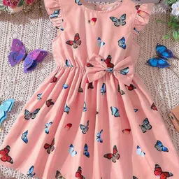 Billion Print Flutter Sleeve Fit & Flare Dress-54