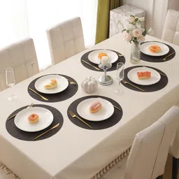 HOKIPO 6-Pcs Brown Textured Round Table Placemats-12