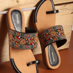 Anouk Women Woven Design Ethnic One Toe Flats with Embroidered Details-63