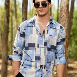 Campus Sutra Men Comfort Fit Spread Collar Abstract Printed Casual Shirt-image-83