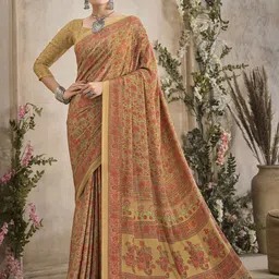Mitera Floral Poly Crepe Saree-image-63