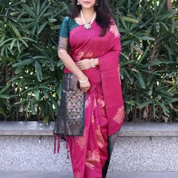 AVANTIKA FASHION Floral Woven Design Zari Pure Silk Banarasi Saree-40
