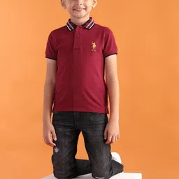 U.S. Polo Assn. Kids Self Design Polo Collar Pure Cotton T-shirt-image-72