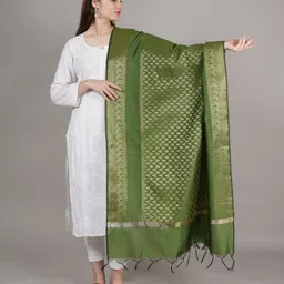 MUFFLY Woven Design Dupatta with Zari-17