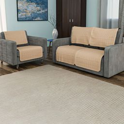 Aura Brown Solid Cotton Sofa Cover-2