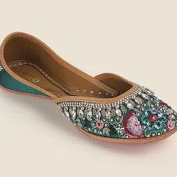 Metro Leather Western - Embellished Wedge Pumps-image-11