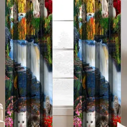BELLA TRUE Green & White 2 Pieces Abstract Printed Long Door Curtain-5