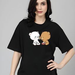 Moda Rapido Women Graphic Printed Round Neck Cotton Oversized T-shirt-picture-7