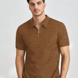 The Dry State Men Self Design Polo Collar T-shirt-image-44
