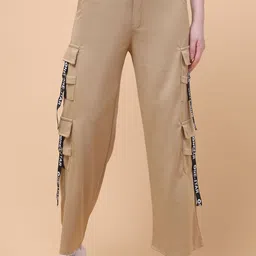 Charitra Women Striped RelaxedStright Fit Cargos Trousers-image-47