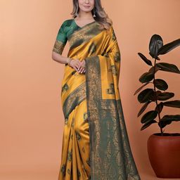 DIVASTRI Ethnic Motifs Zari Banarasi Saree-image-96