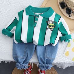 Googo Gaaga Boys Striped T-shirt with Trousers-55