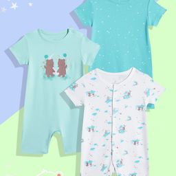 mothercare Infants Pack Of 3 Printed Pure Cotton Rompers-picture-32