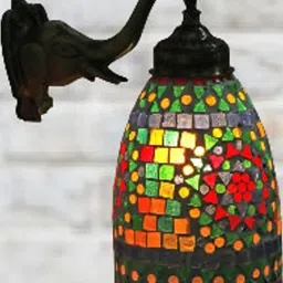 Somil Premium Designer Glass Wall / Night Lamp Elegant & Stylish Dcor Accent for Modern Interiors, color- Multicolour, Size:- 21.5 X 24 X 26 CM-11