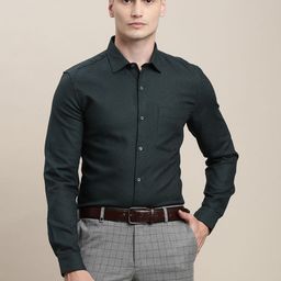 Turtle Spread Collar Long Sleeves Pure Cotton Classic Slim Fit Formal Shirt-image-47