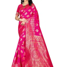KALINI Woven Design Zari Silk Blend Kanjeevaram Saree-image-75