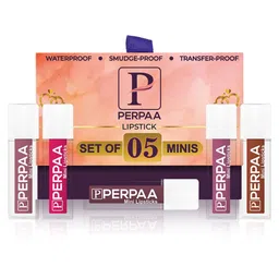 PERPAA Set Of 5 Waterproof Matte Mini Liquid Lipsticks - 1.2ml Each Shade 1-4-5-9-11-3