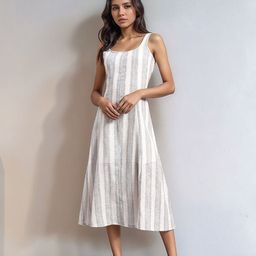 all about you Striped Shoulder Straps Cotton Fit and Flare Midi Dress-picture-48