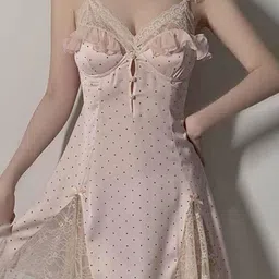 LULU & SKY Polka Dot Pattern Lace Detail Baby Doll-picture-7